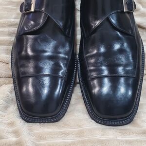 Men's Black Monk Strap Leather Shoes